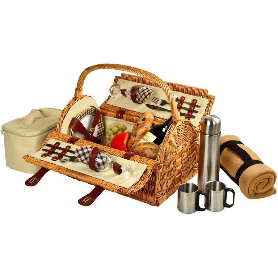 Picnic at Ascot Sussex Picnic Basket with Service for 2, Coffee Set & Blanket (709BC)