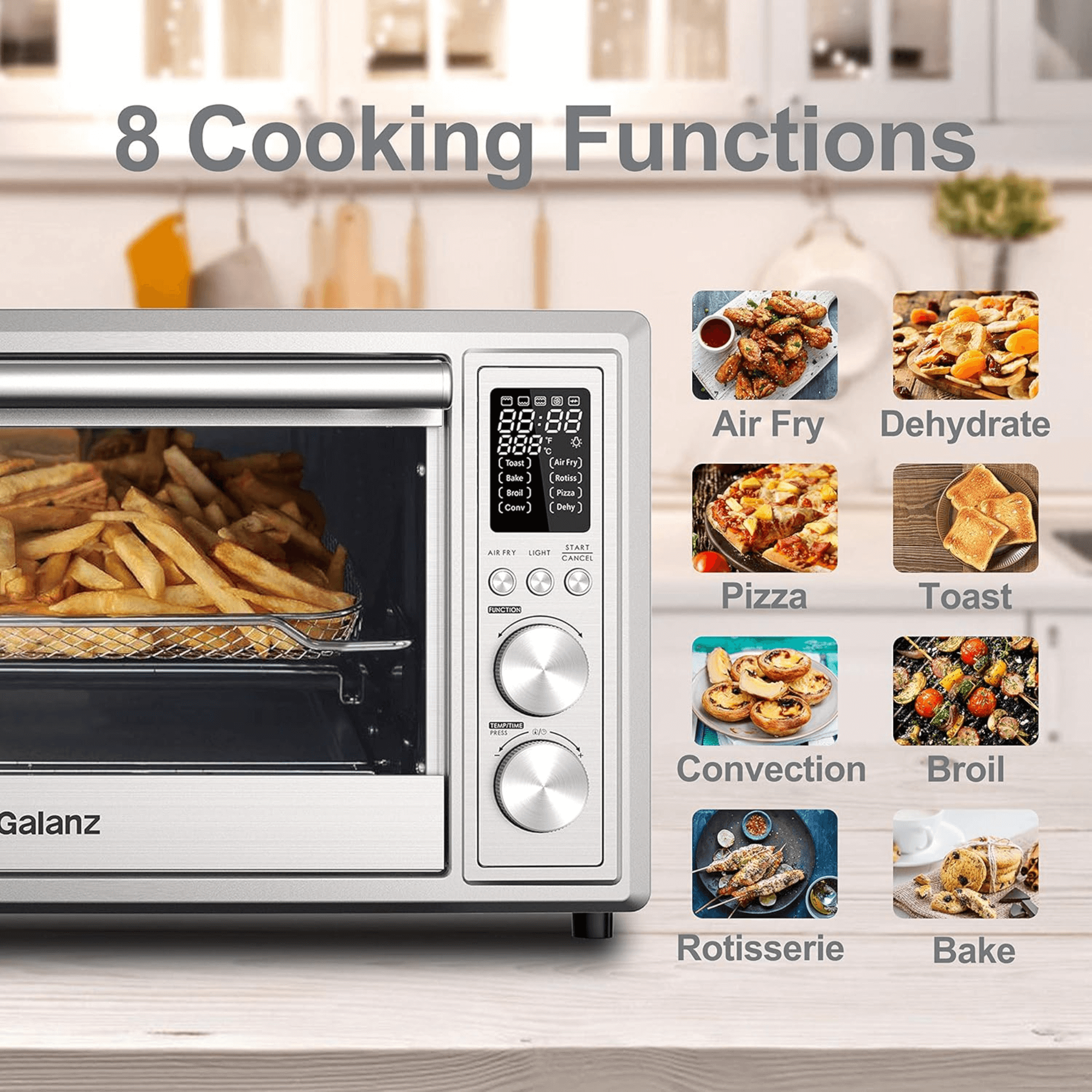 Galanz All-in-One 30L Air Fryer Toaster Oven Convection Oven Rotisserie Dehydrator - REFURBISHED