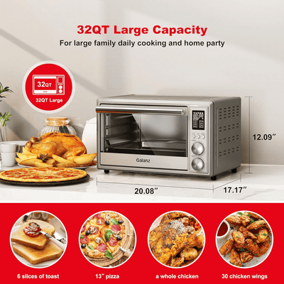 Galanz All-in-One 30L Air Fryer Toaster Oven Convection Oven Rotisserie Dehydrator - REFURBISHED