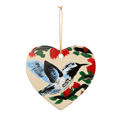 PimsArt Hummingbird Blossom Heart Christmas Ornament From Original Painting