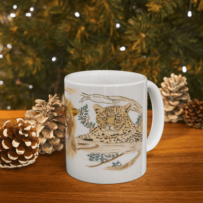 PimsArt African Safari Lion Elephant Leopard Mug From Original Drawing