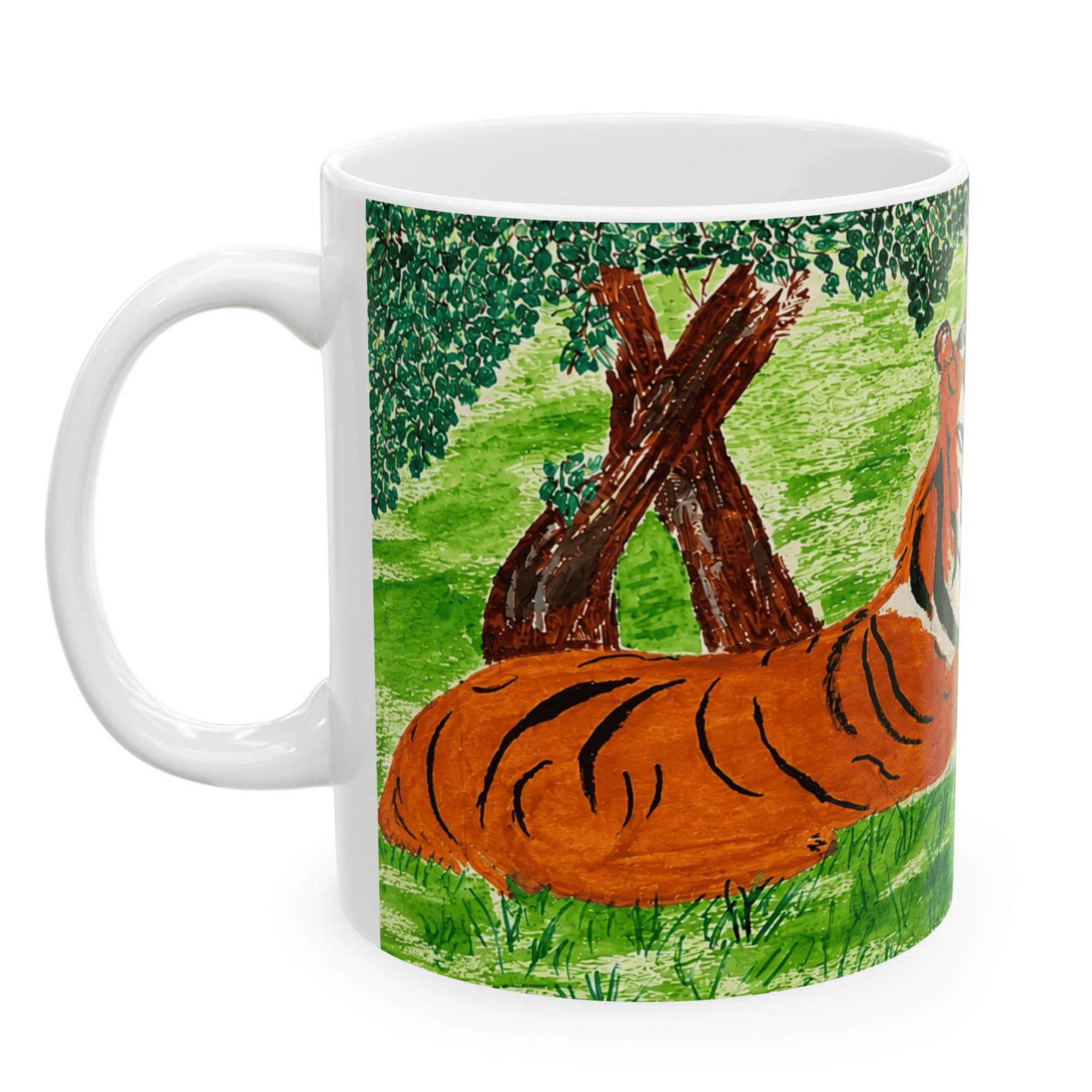 PimsArt Fierce Roaring Tiger Pair Mug From Original Painting