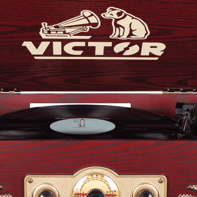 Victor Belmont 8-in-1 Wood Music Center Cherry - Refurbished