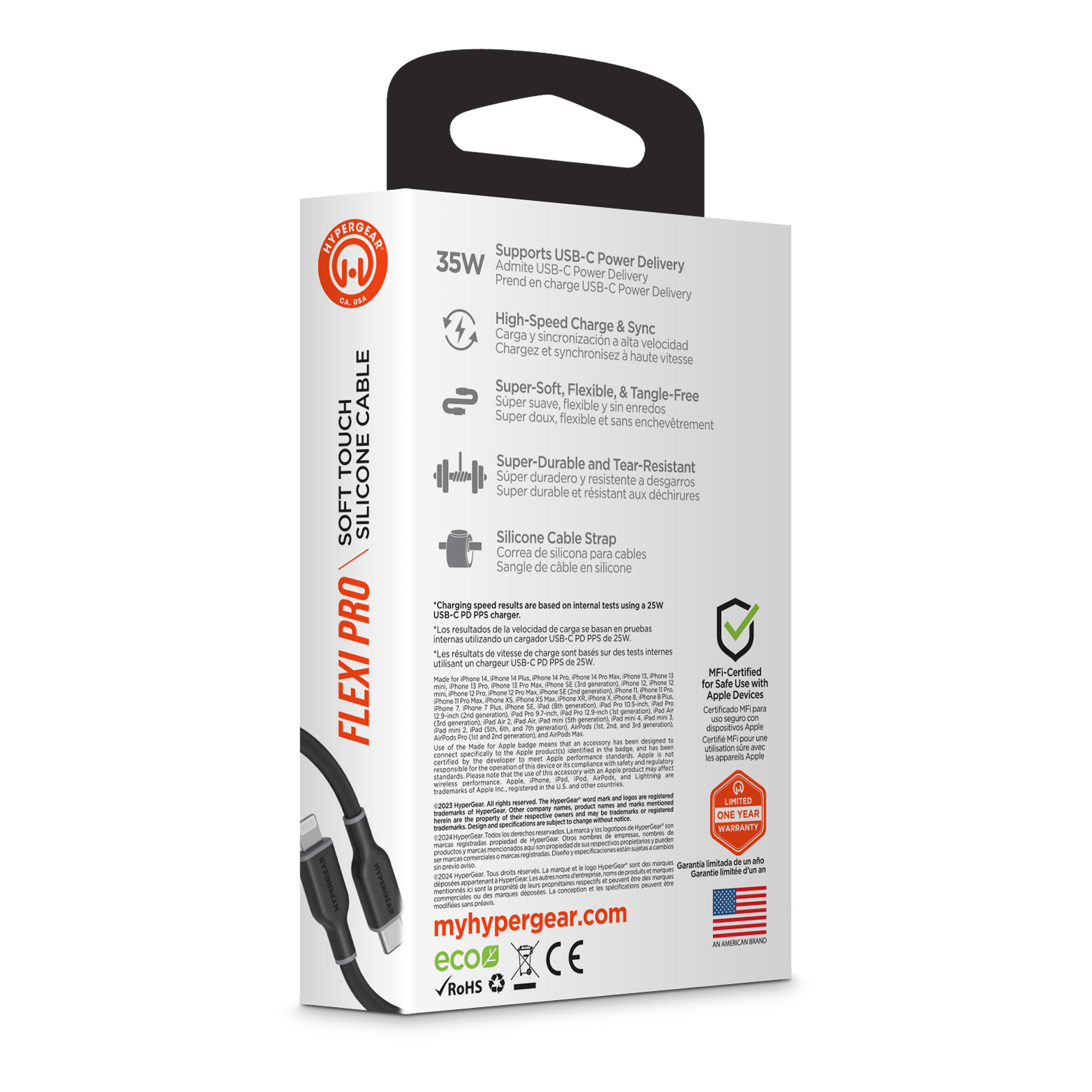 HyperGear Flexi PRO USB-C to Lightning Cable 6ft