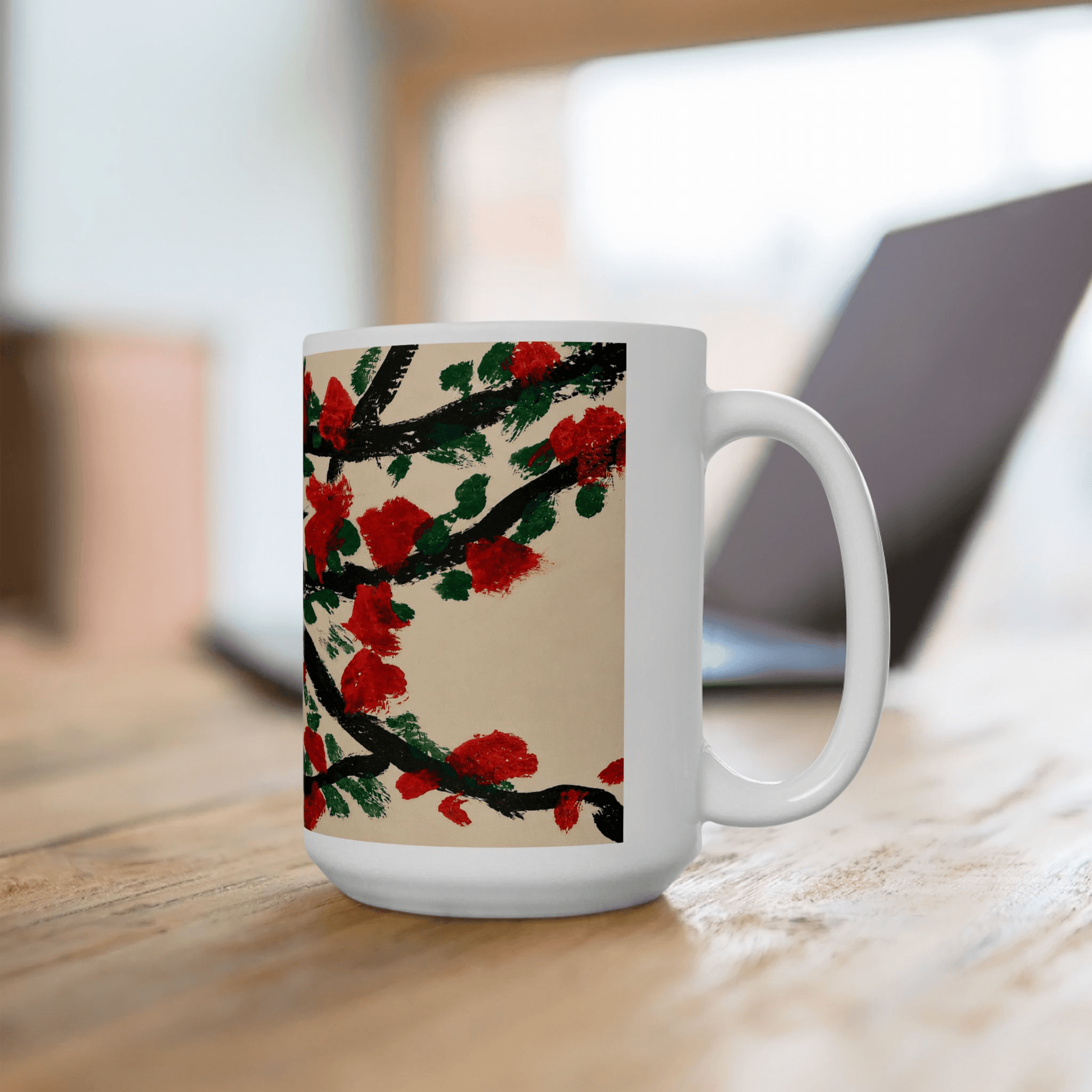 PimsArt Hummingbird and Cherry Blossom Mug From Original Painting
