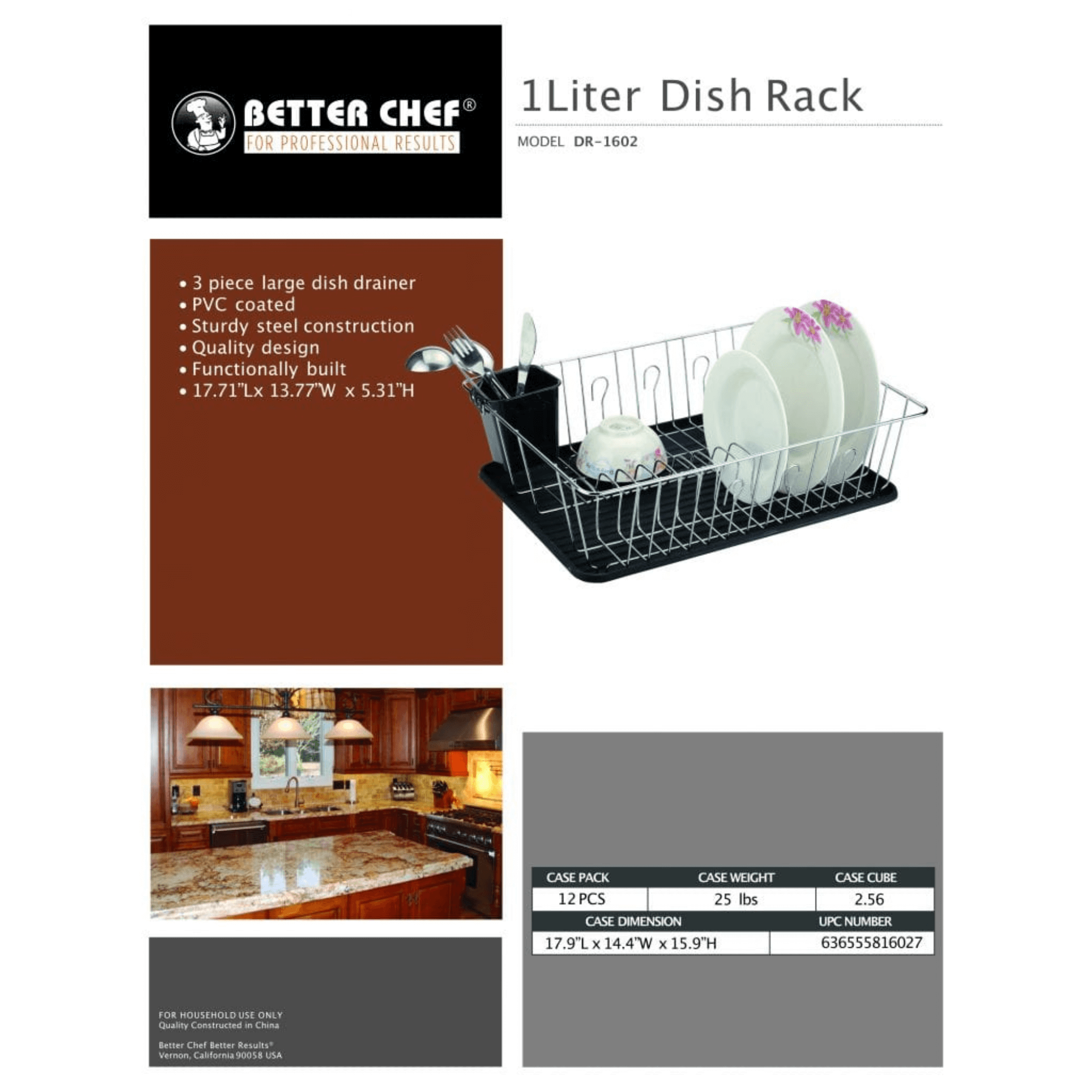 Better Chef 16" 3-Piece Dish Rack
