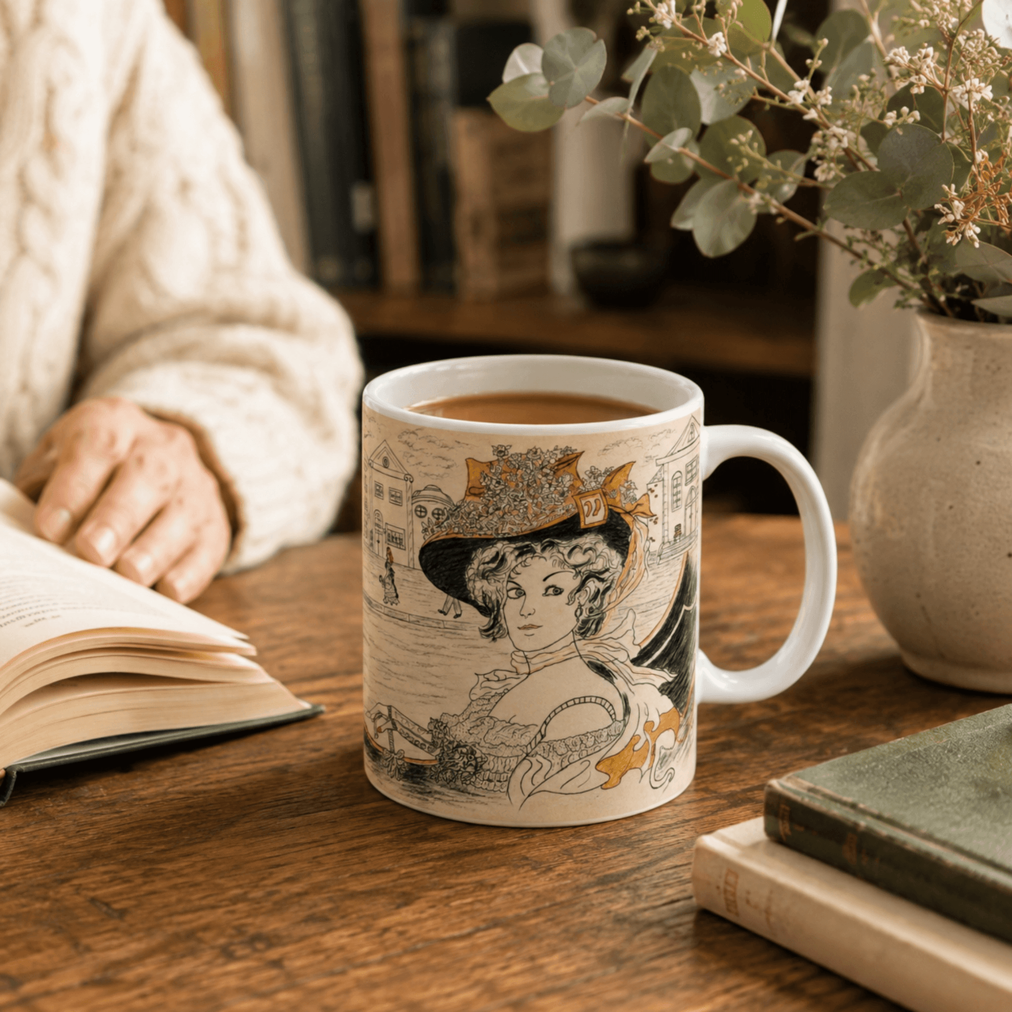 PimsArt Vintage Belle Victorian Mug From Original Drawing