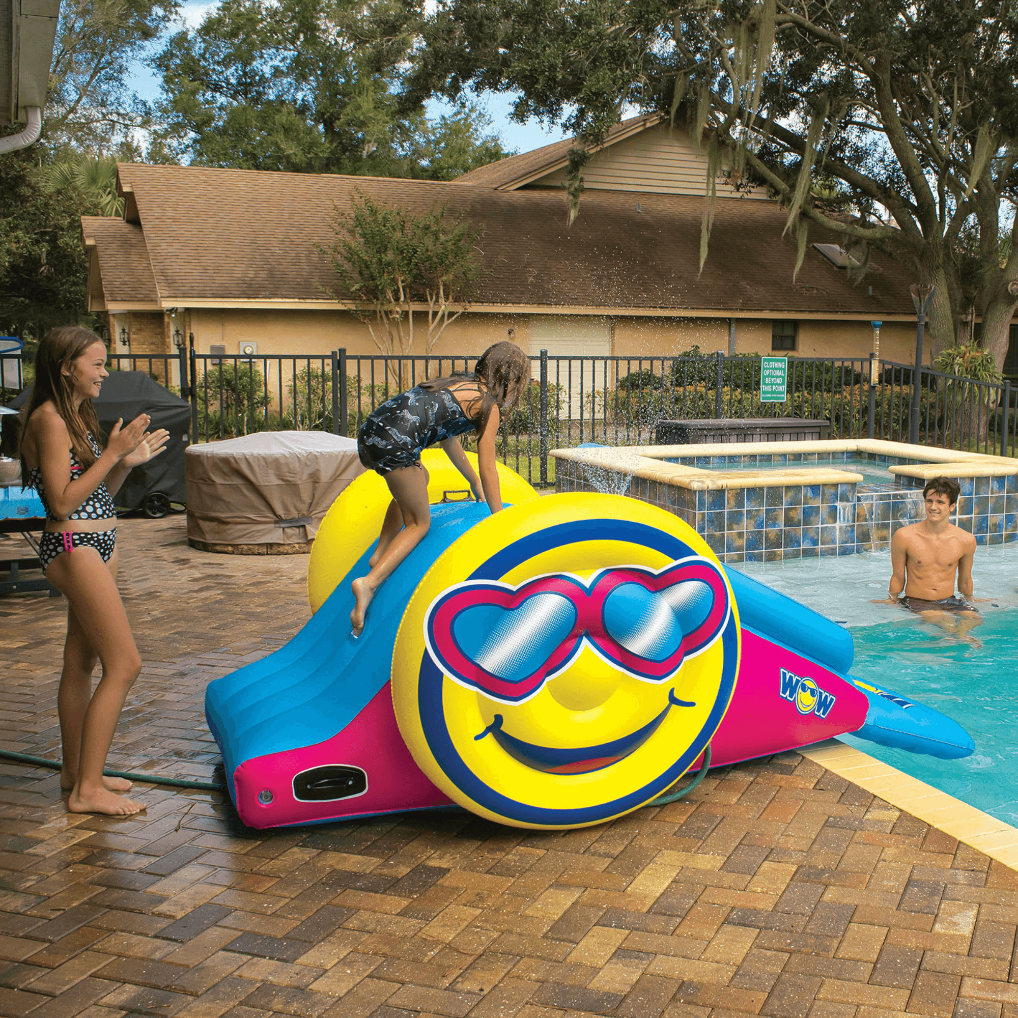 WOW Watersports Fun Inflatable Water Slide with Sprinklers for In-Ground Pools