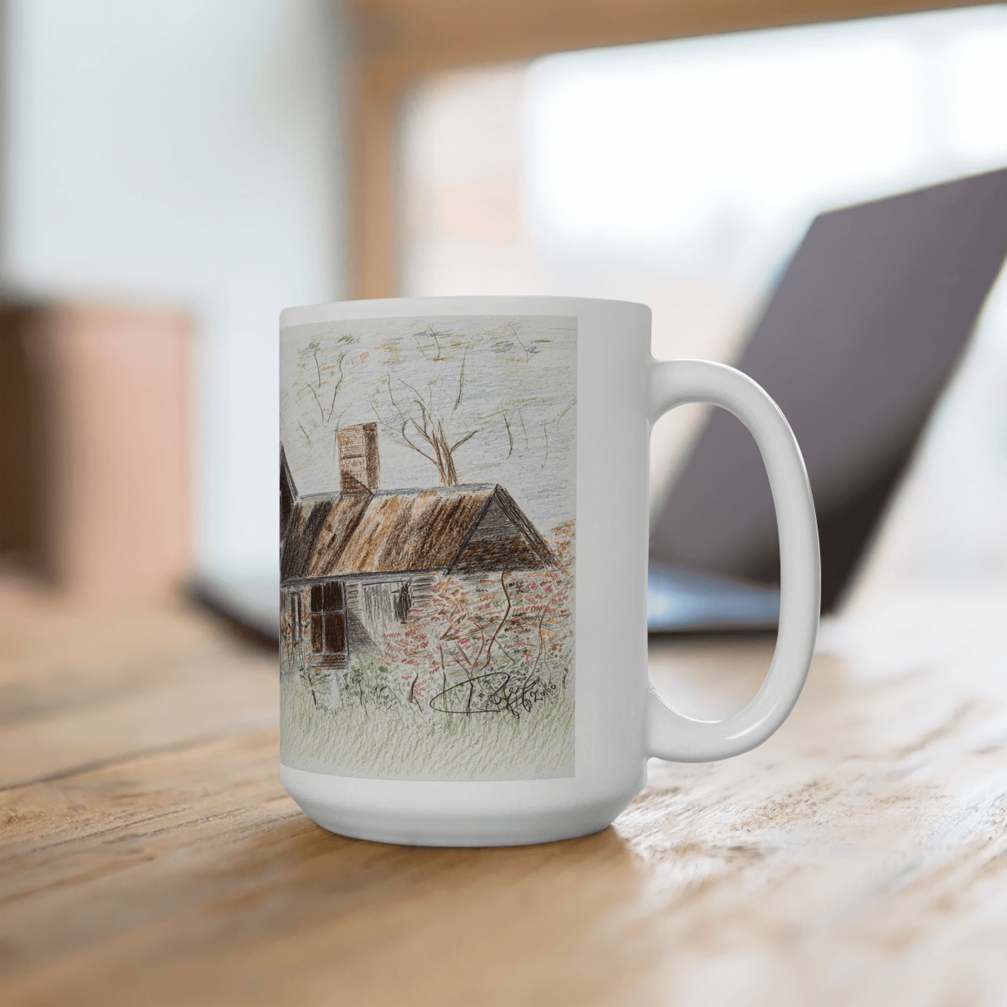 PimsArt Country Cottage Sketch Mug From Original Drawing