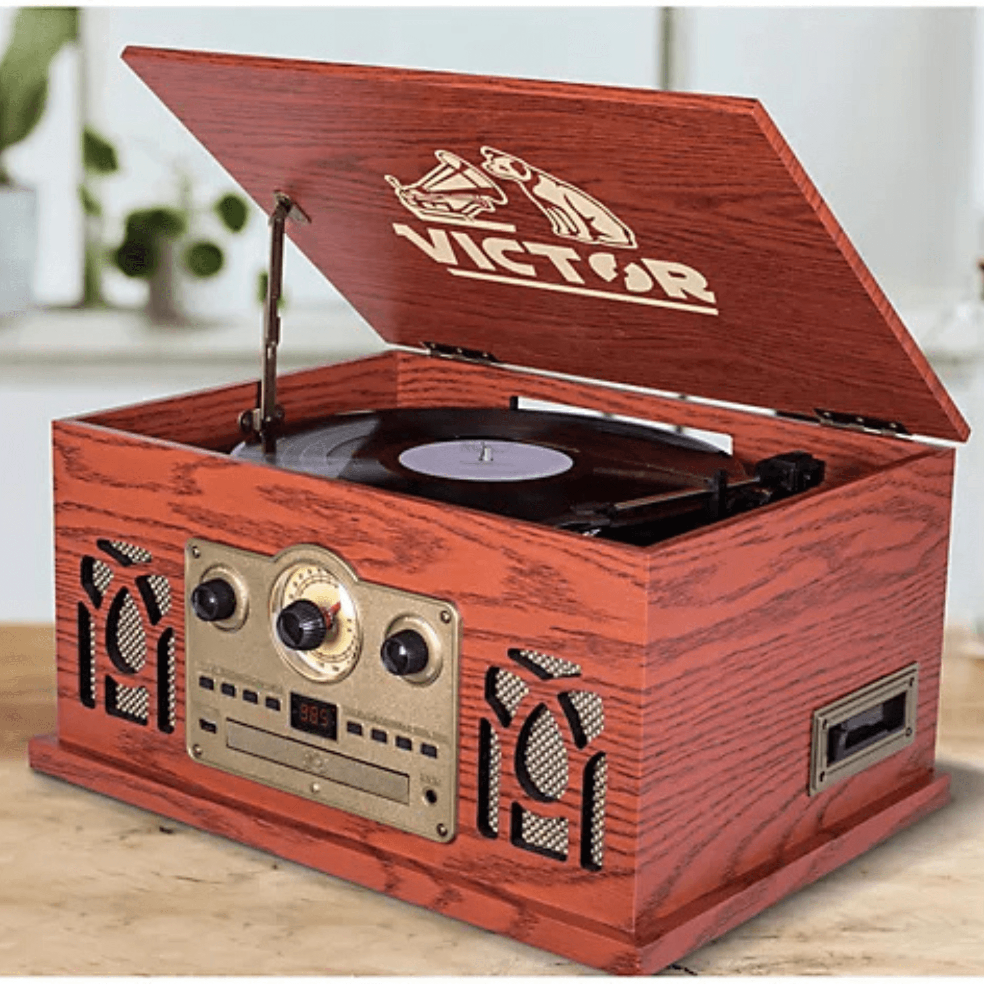 Victor Belmont 8-in-1 Wood Music Center Mahogany - Refurbished