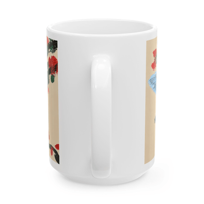PimsArt Hummingbird and Cherry Blossom Mug From Original Painting