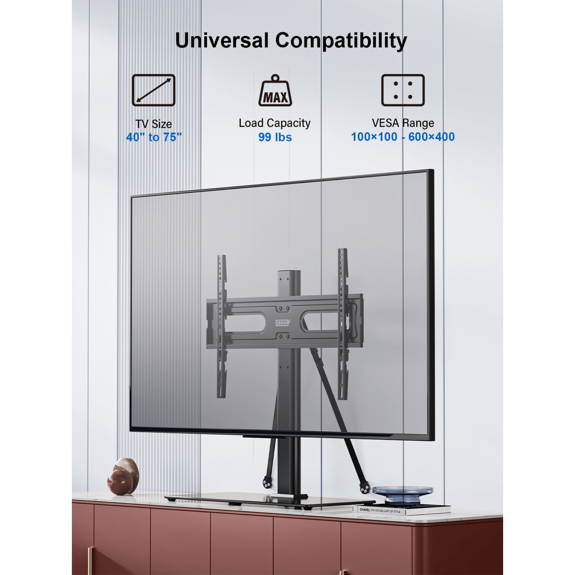 ErgoAV Tabletop TV Stand for 40" to 75" TVs