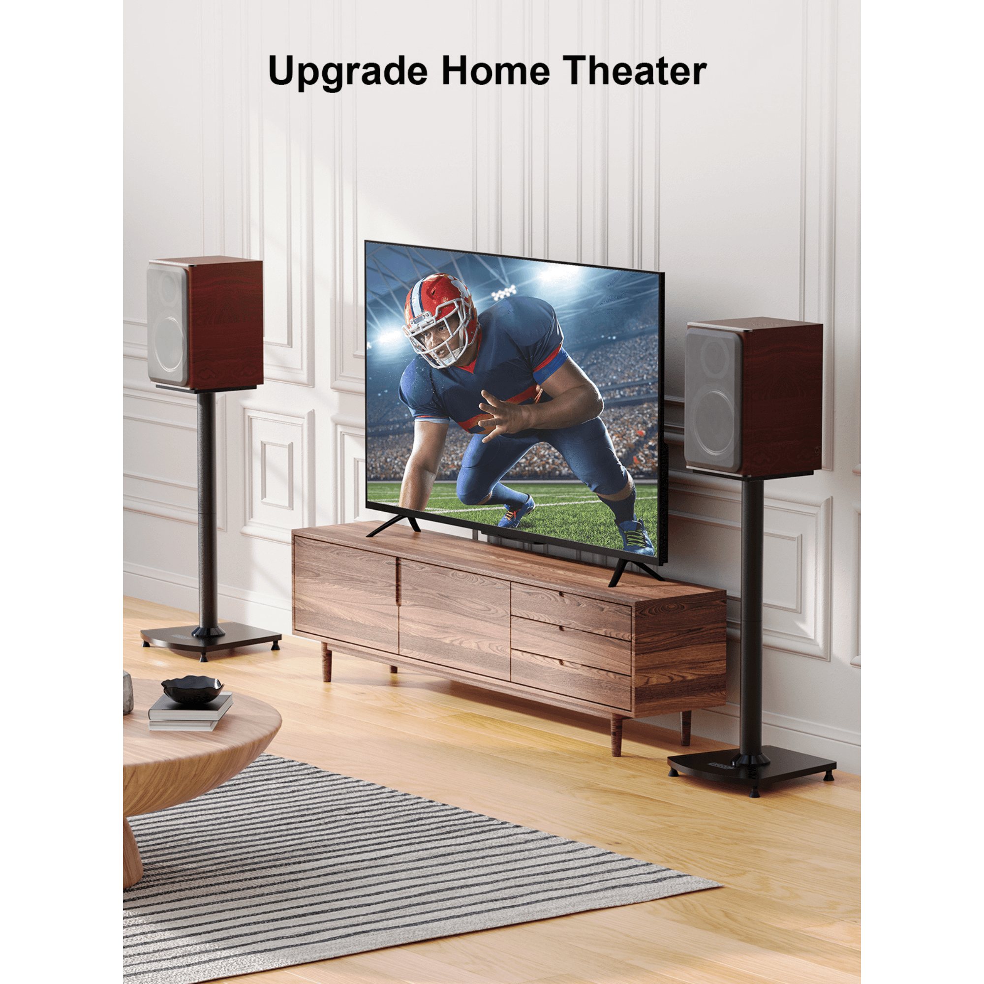 ErgoAV 1-Pair Fixed Height Bookshelf Speaker Stands 28"