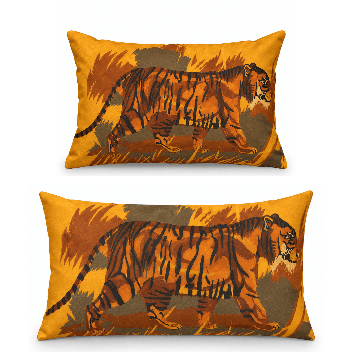 PimsArt Amber Tiger Jungle Scene Pillow Sham From Original Painting