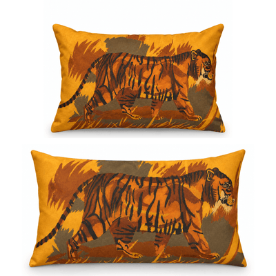 PimsArt Amber Tiger Jungle Scene Pillow Sham From Original Painting