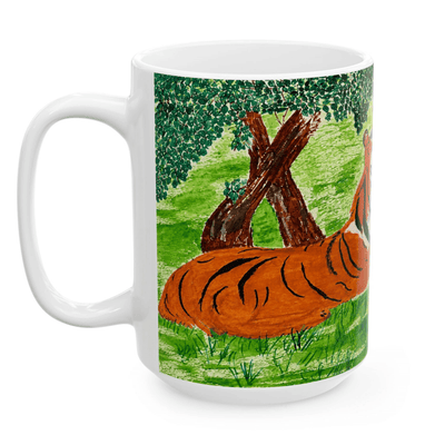 PimsArt Fierce Roaring Tiger Pair Mug From Original Painting