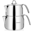 Korkmaz Perla Mega 3-Piece Stainless Steel Teapot Set