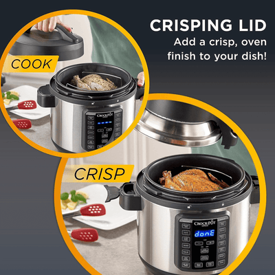 Crockpot Express Crisp 8Qt Pressure Cooker with Air Fryer Lid - REFURBISHED