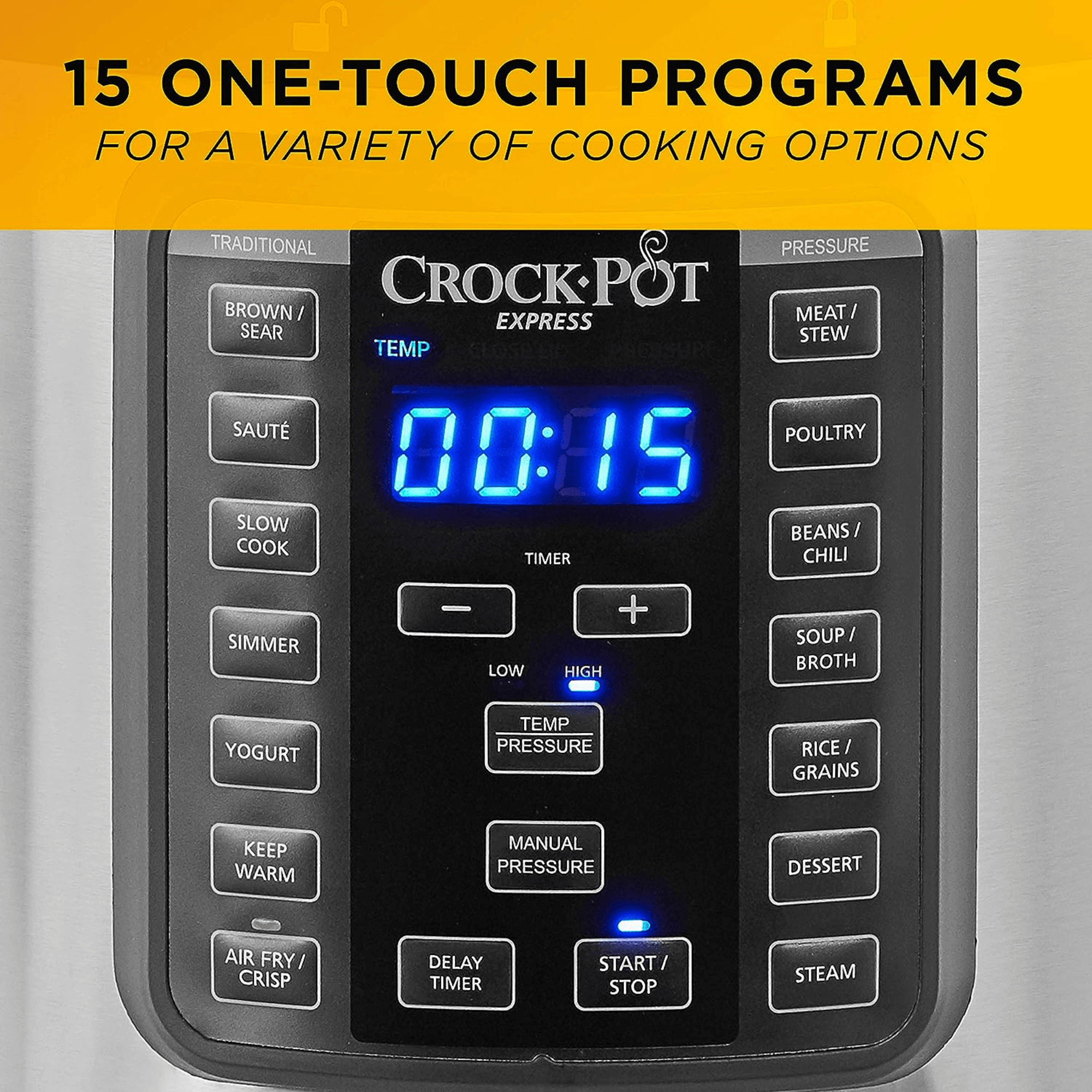 Crockpot Express Crisp 8Qt Pressure Cooker with Air Fryer Lid - REFURBISHED