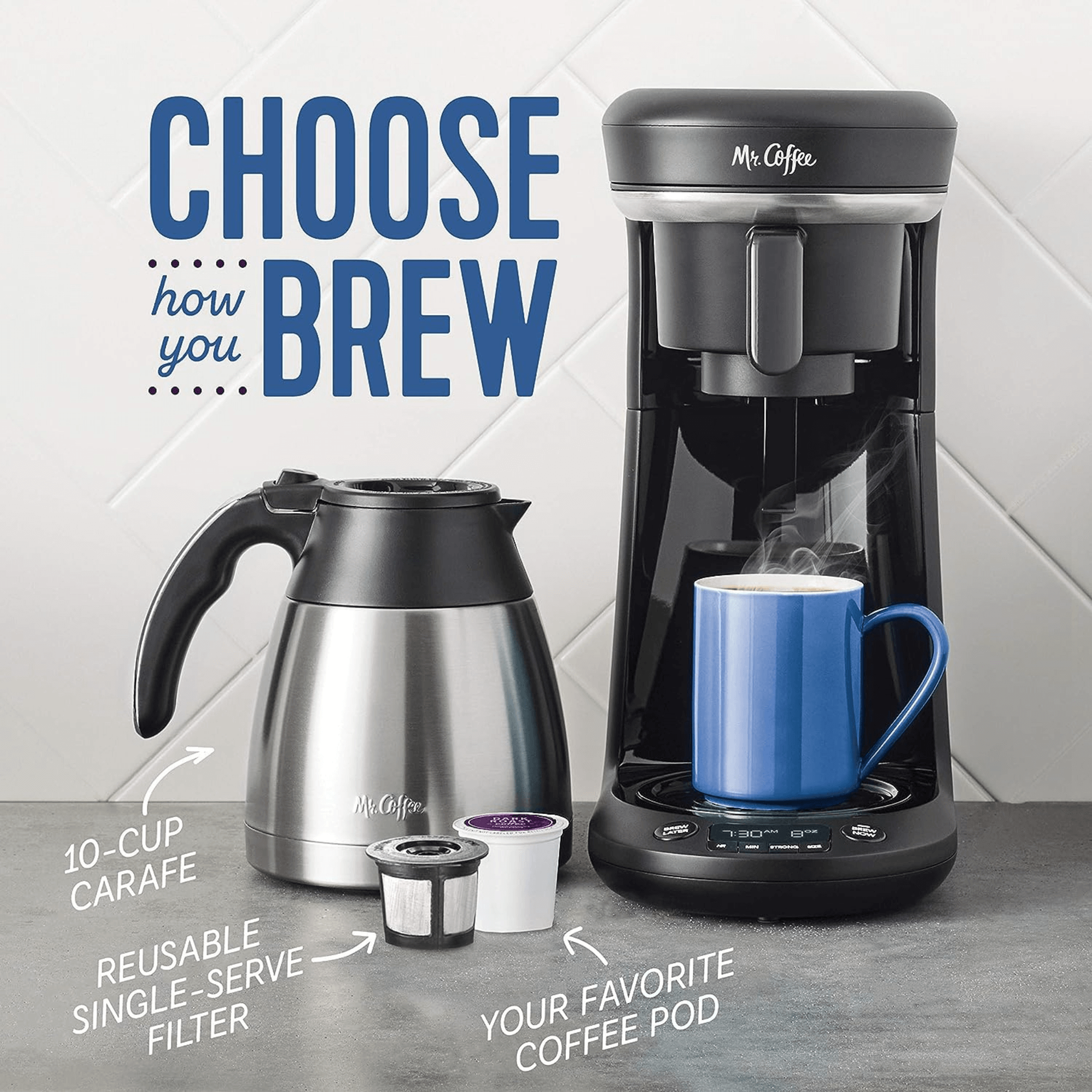 Mr. Coffee Programmable Single Serve + 10-Cup Coffeemaker - REFURBISHED