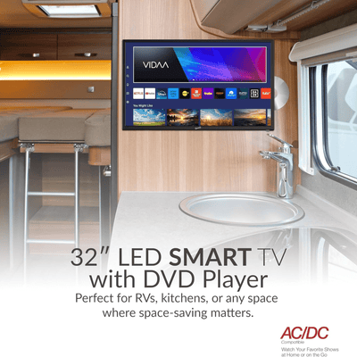 Supersonic 32-inch DLED Smart HDTV with DVD Player ATSC and NTSC System ACDC Compatible