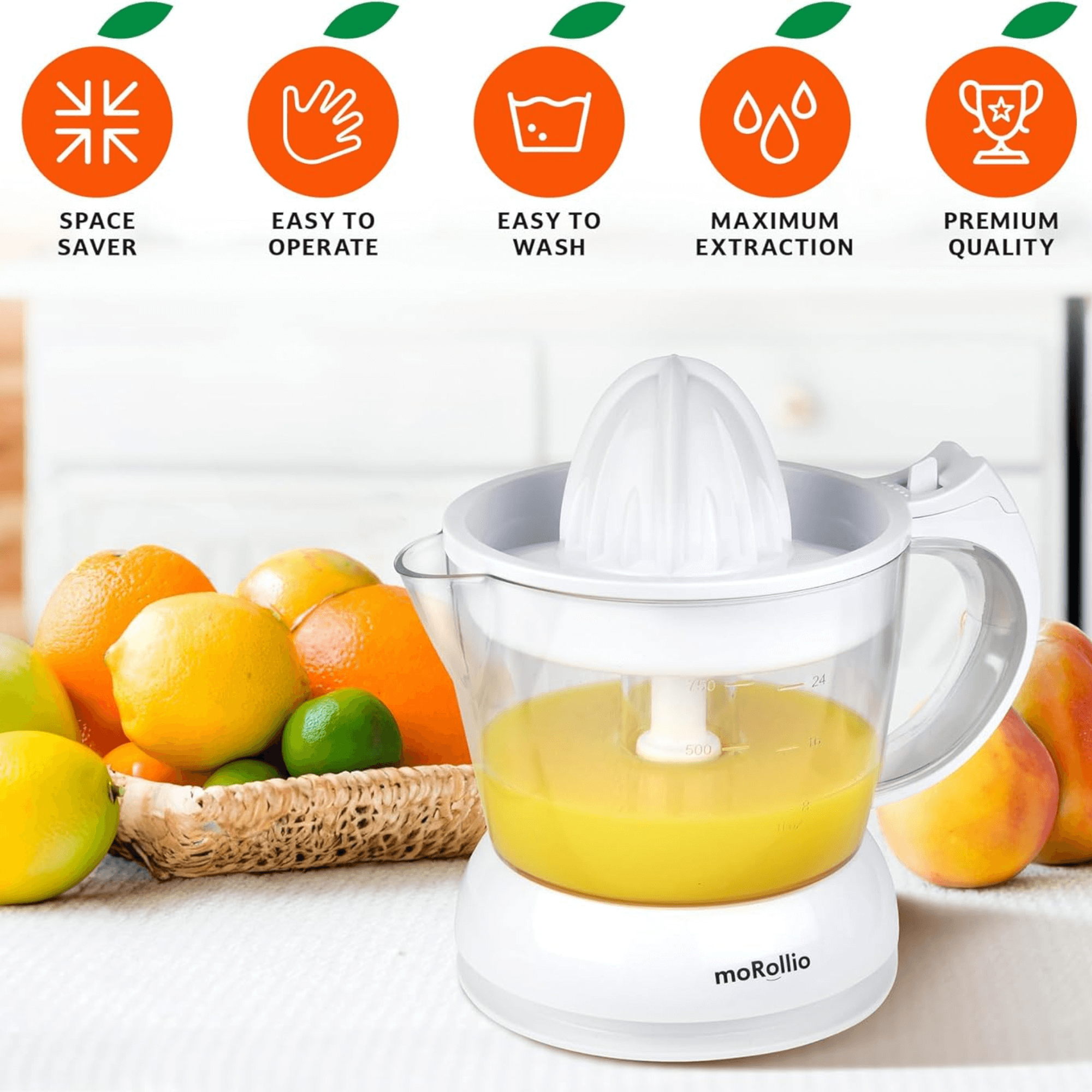 moRollio Compact 24oz Electric Citrus Juicer