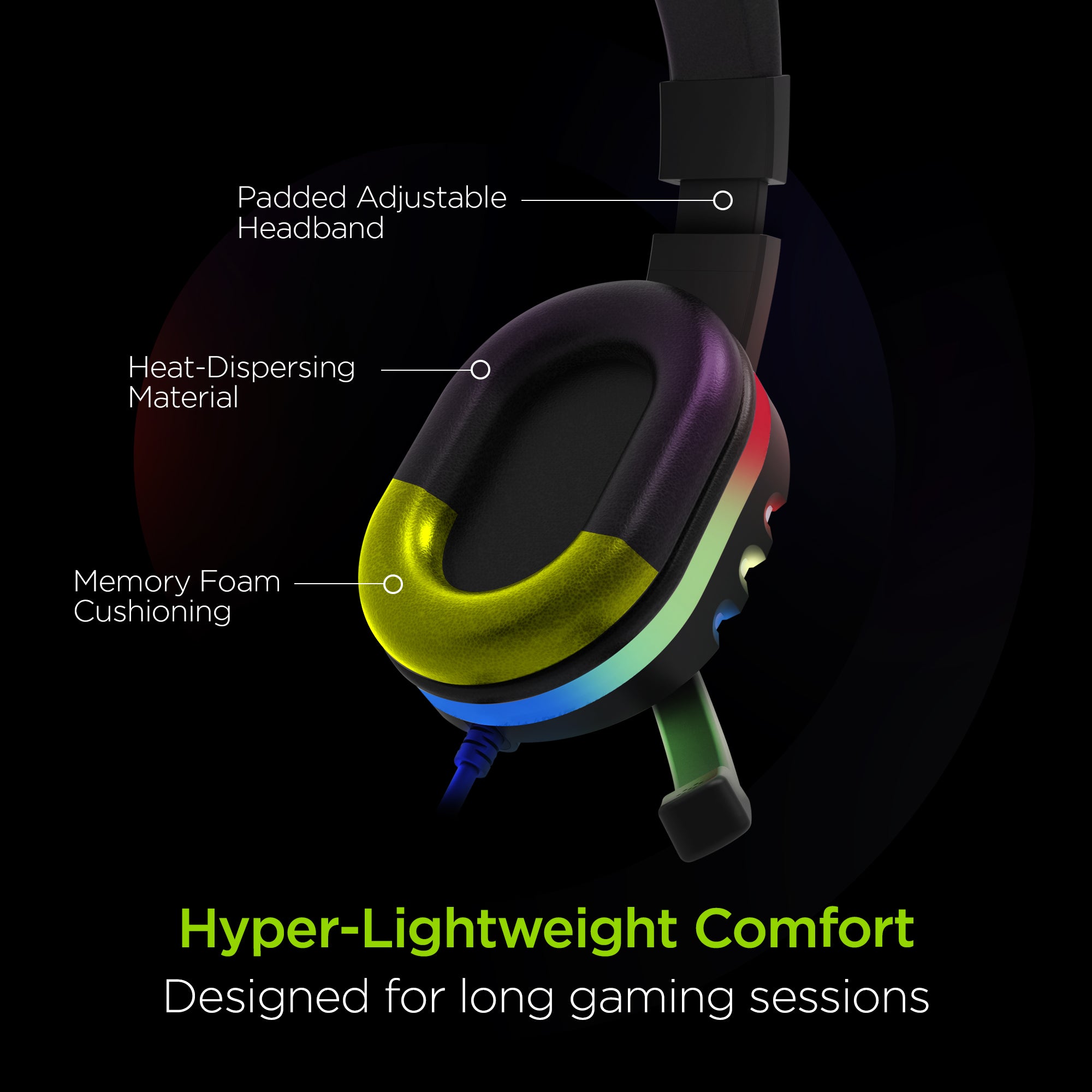 suffix Erobrer nabo Hypergear SoundRecon RGB LED Gaming Headset w/ 7 Color Lights & Mic -  Jupiter Gear Home