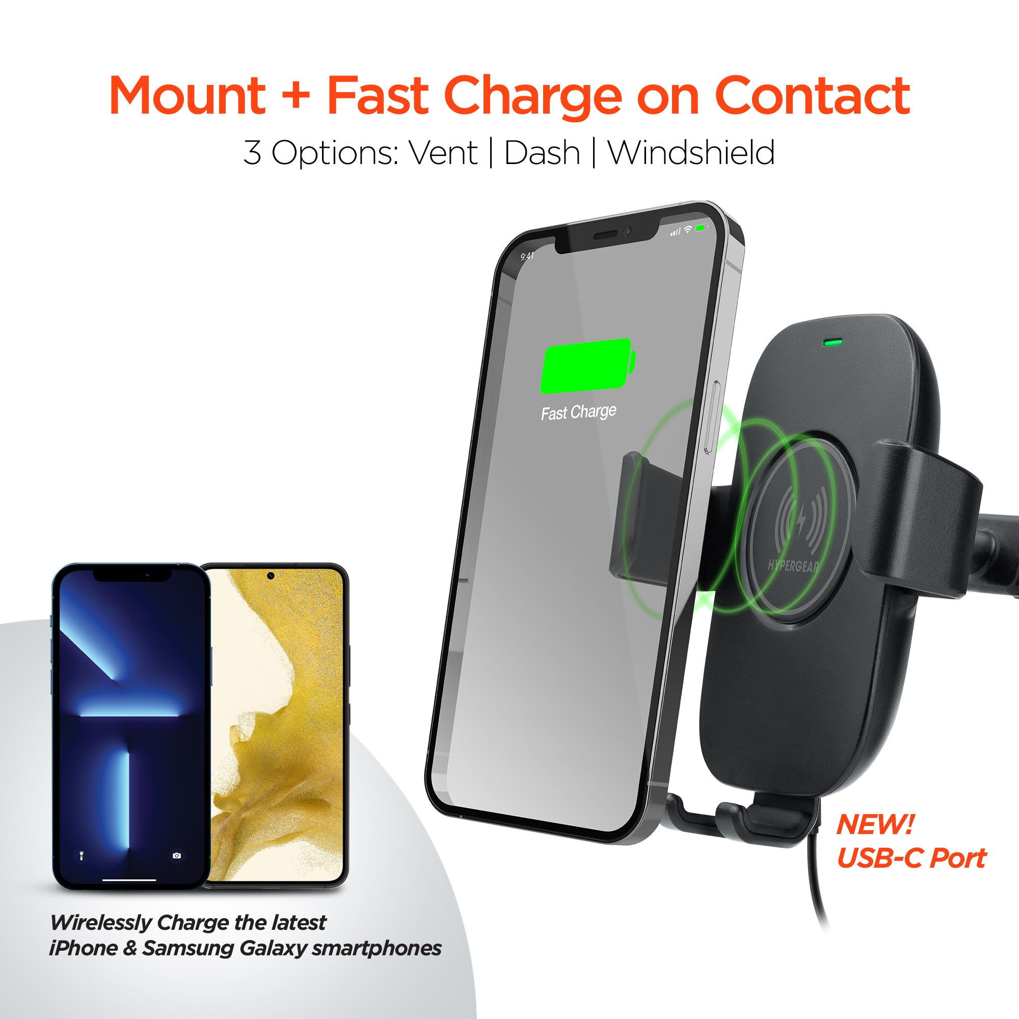 HyperGear Gravity 15W Wireless Fast Charge Mount - Hands-Free