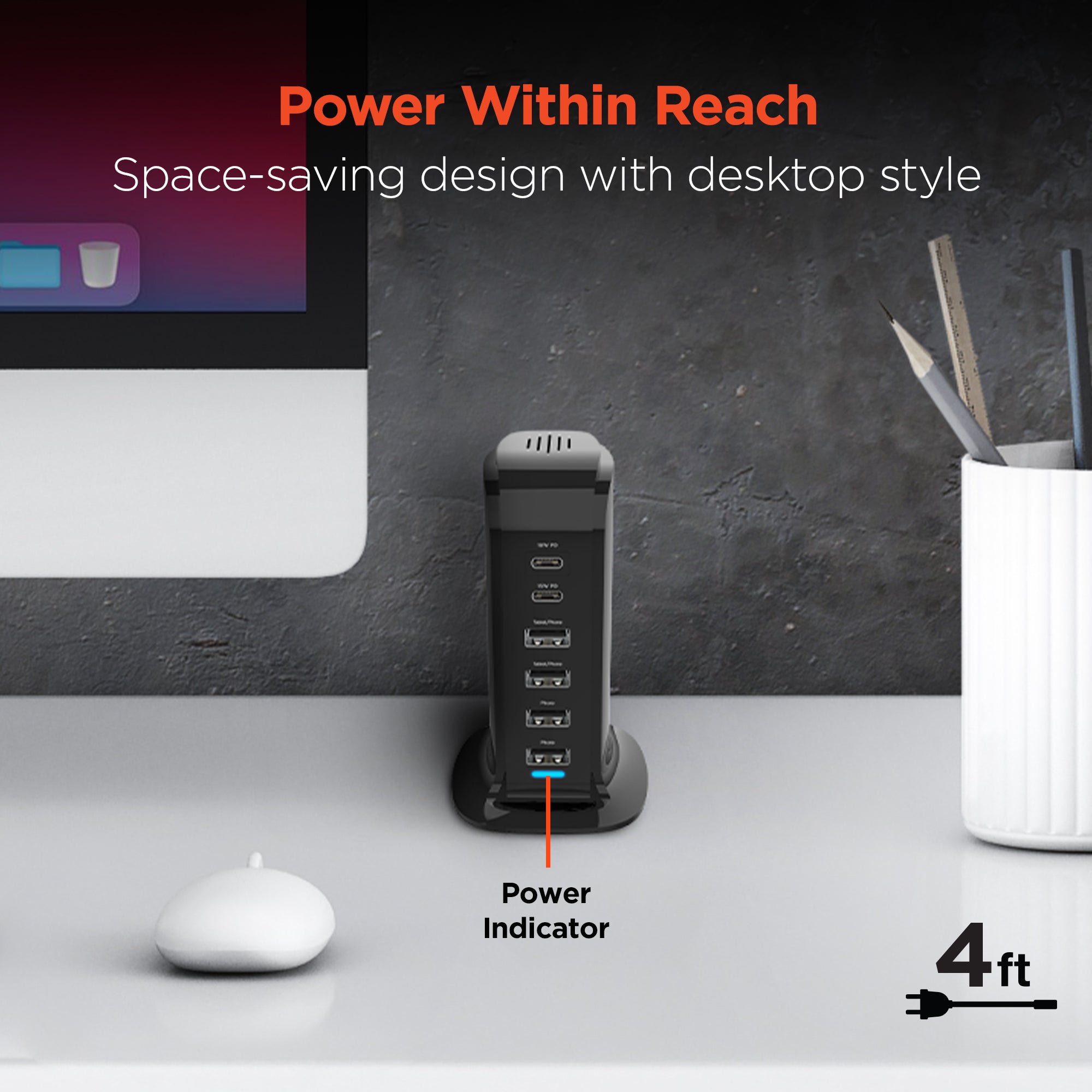 HyperGear Power Tower 42W 6 USB Charging Station