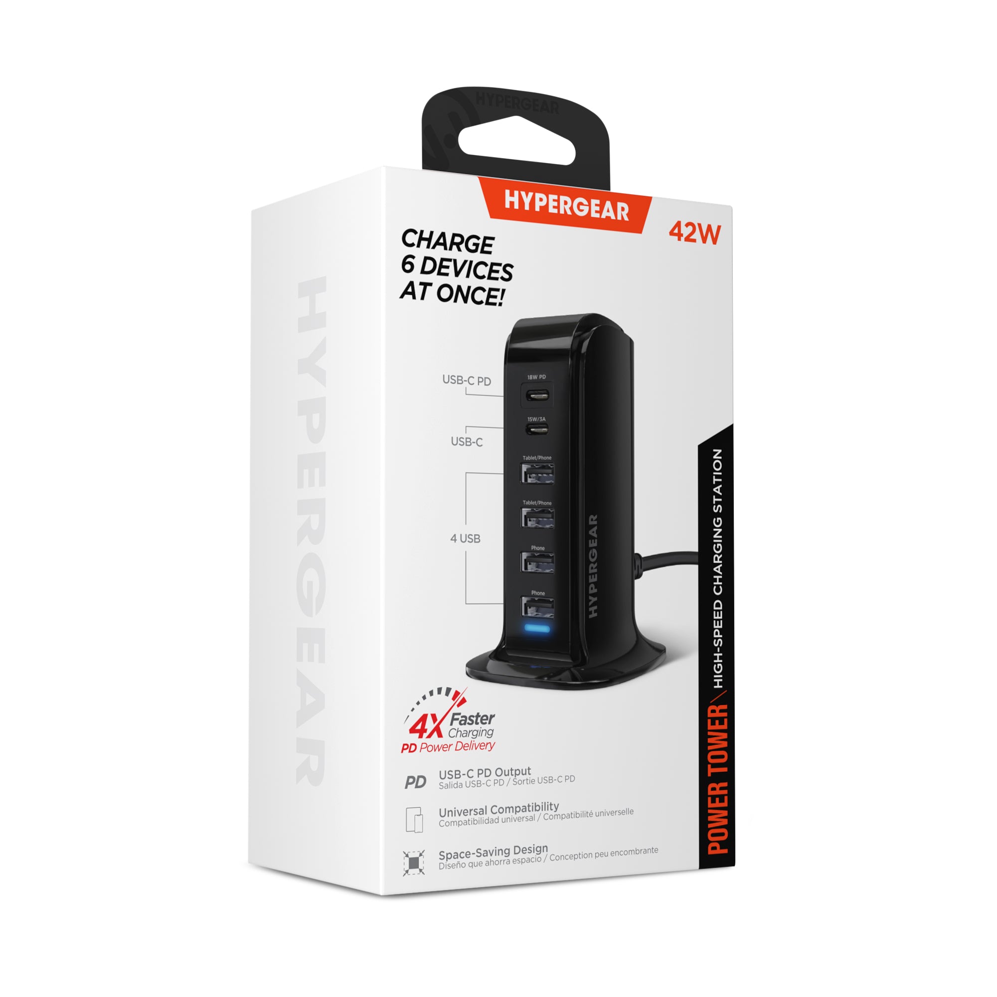 HyperGear Power Tower 42W 6 USB Charging Station
