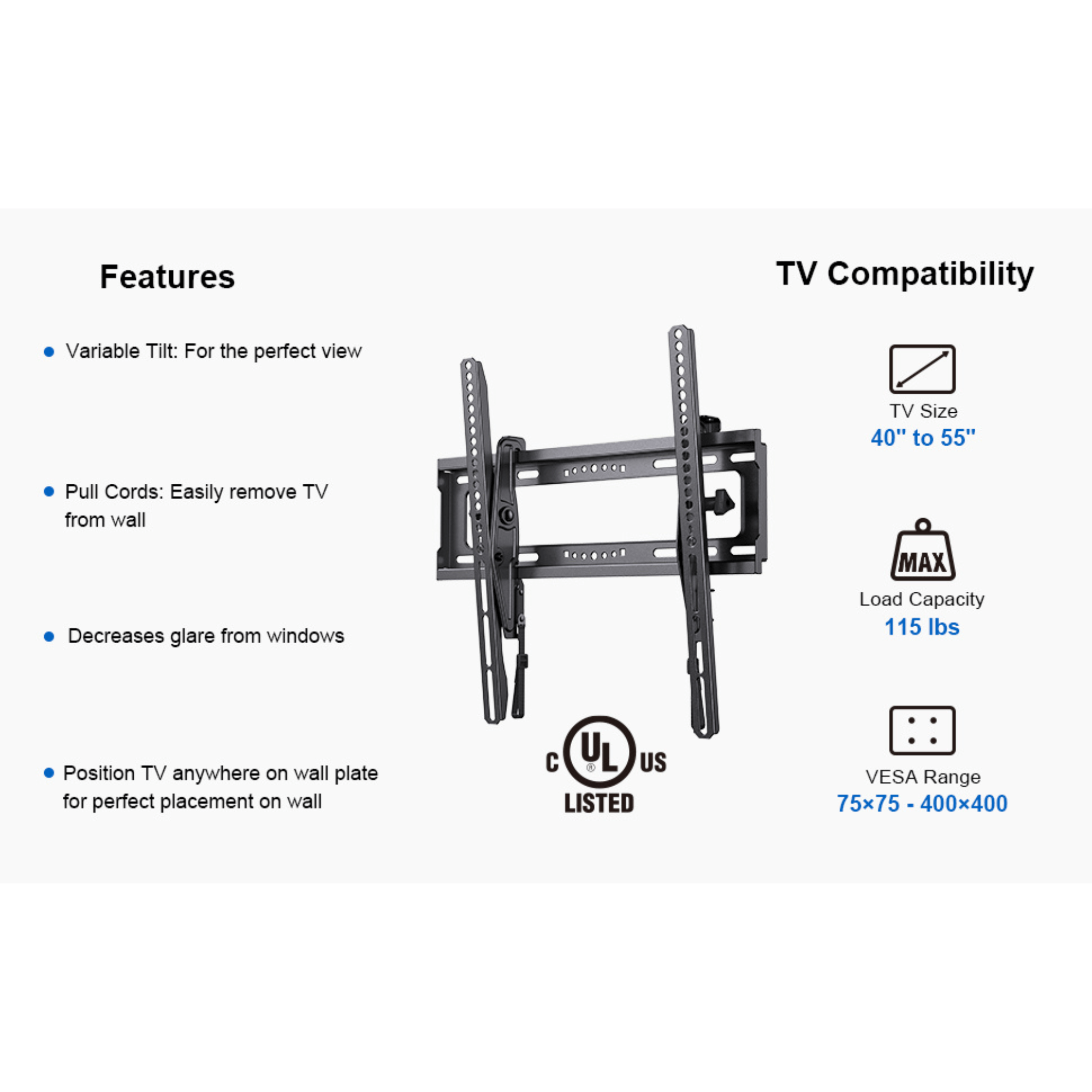 ErgoAV Tilt Mount for TVs 40" to 55"