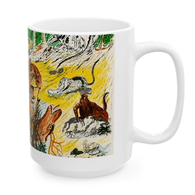 PimsArt Prehistoric Sabertooth Tiger Scene Mug From Original Painting