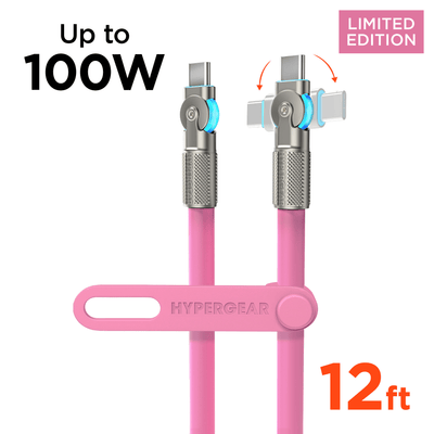 HyperGear Chunky180° 100W USB-C to USB-C Rugged Fast Charge Cable 12ft