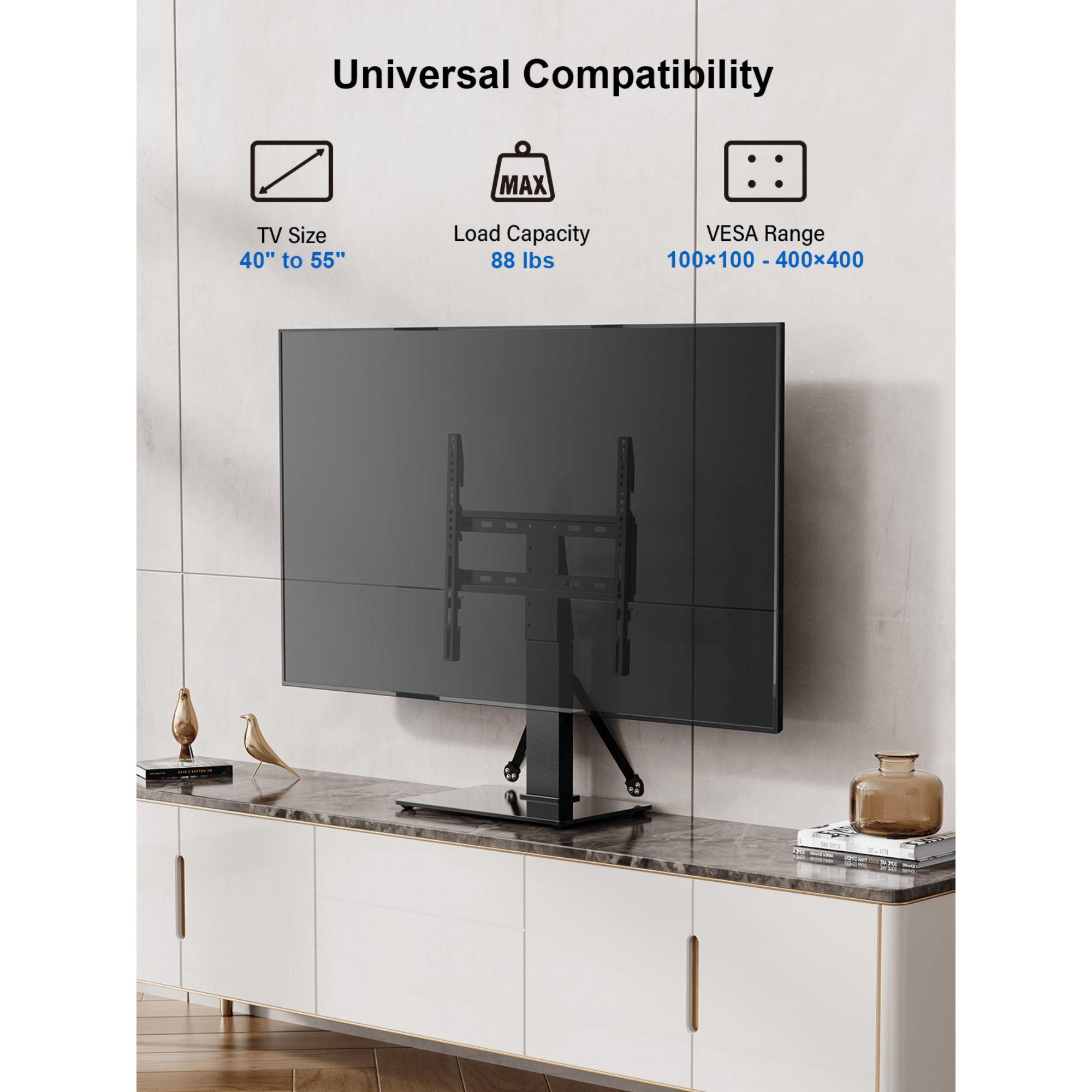 ErgoAV Tabletop TV Stand with Swivel for 40" to 55" TVs