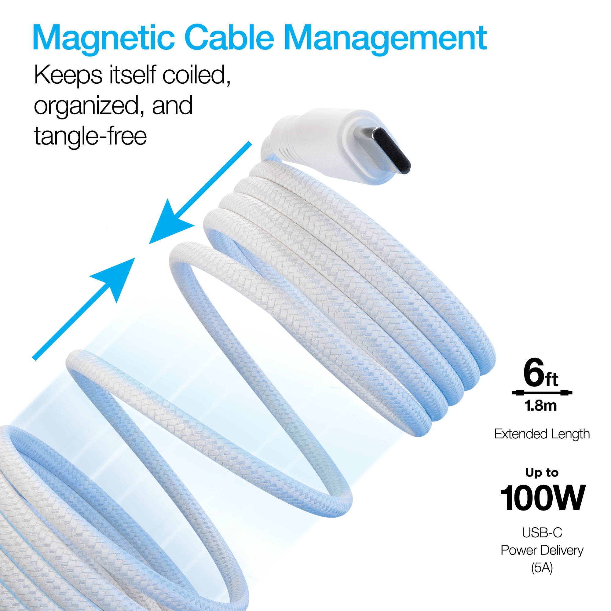 Naztech REcoil USB-C to USB-C Magnetic Cable 6ft