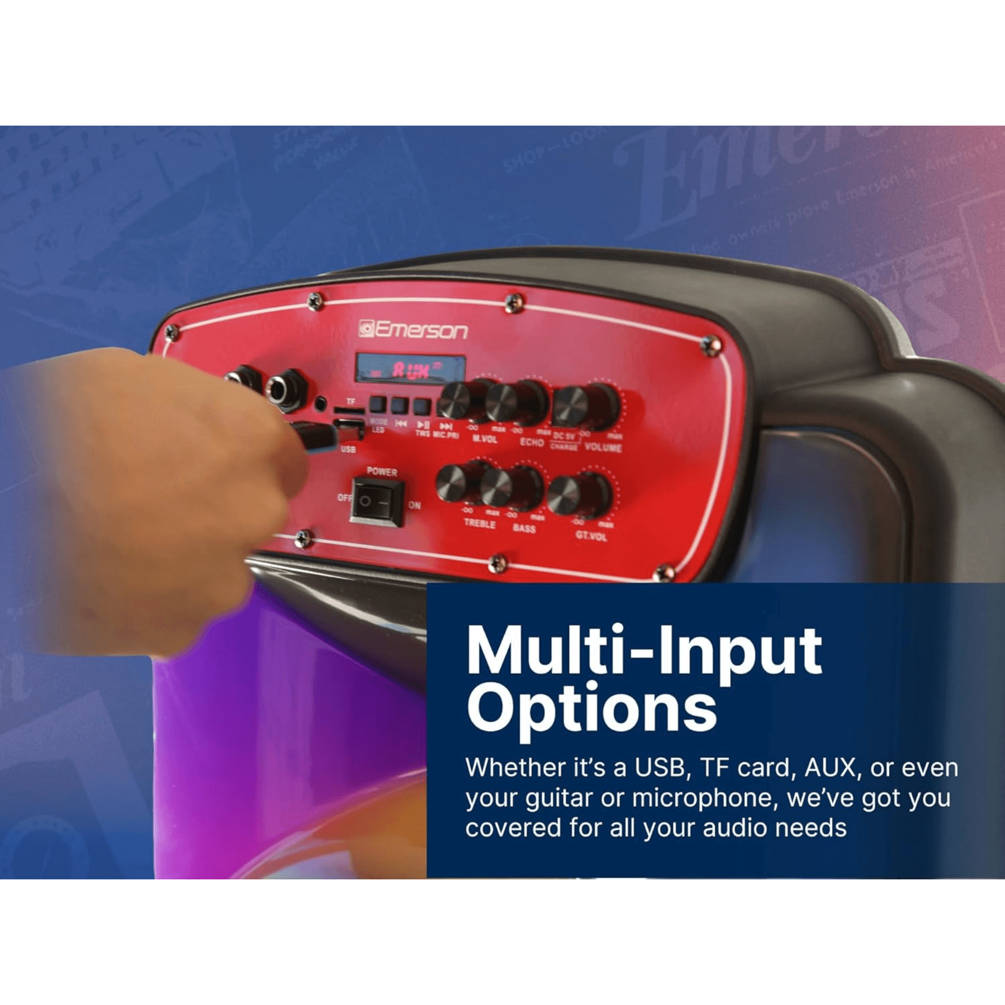 Emerson Portable Bluetooth 15" Party Speaker with Flame Lighting