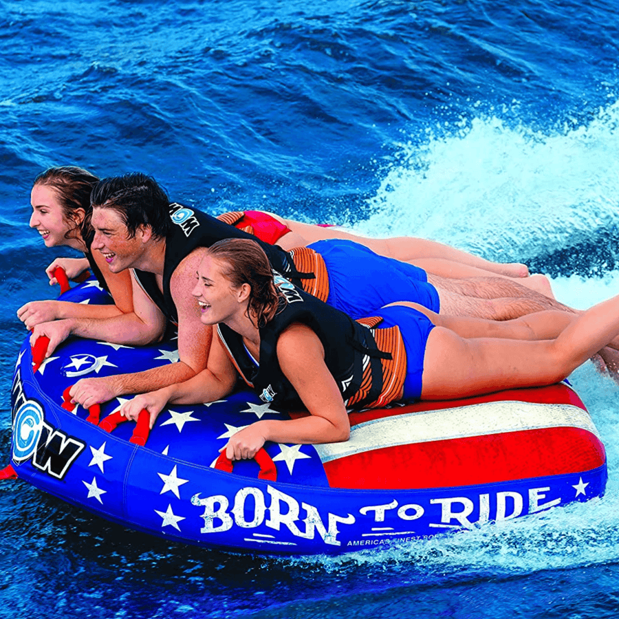 WOW Watersports Born to Ride 3 Person 3P Towable with Soft Top and EZ Tow