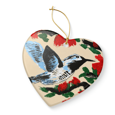PimsArt Hummingbird Blossom Heart Christmas Ornament From Original Painting