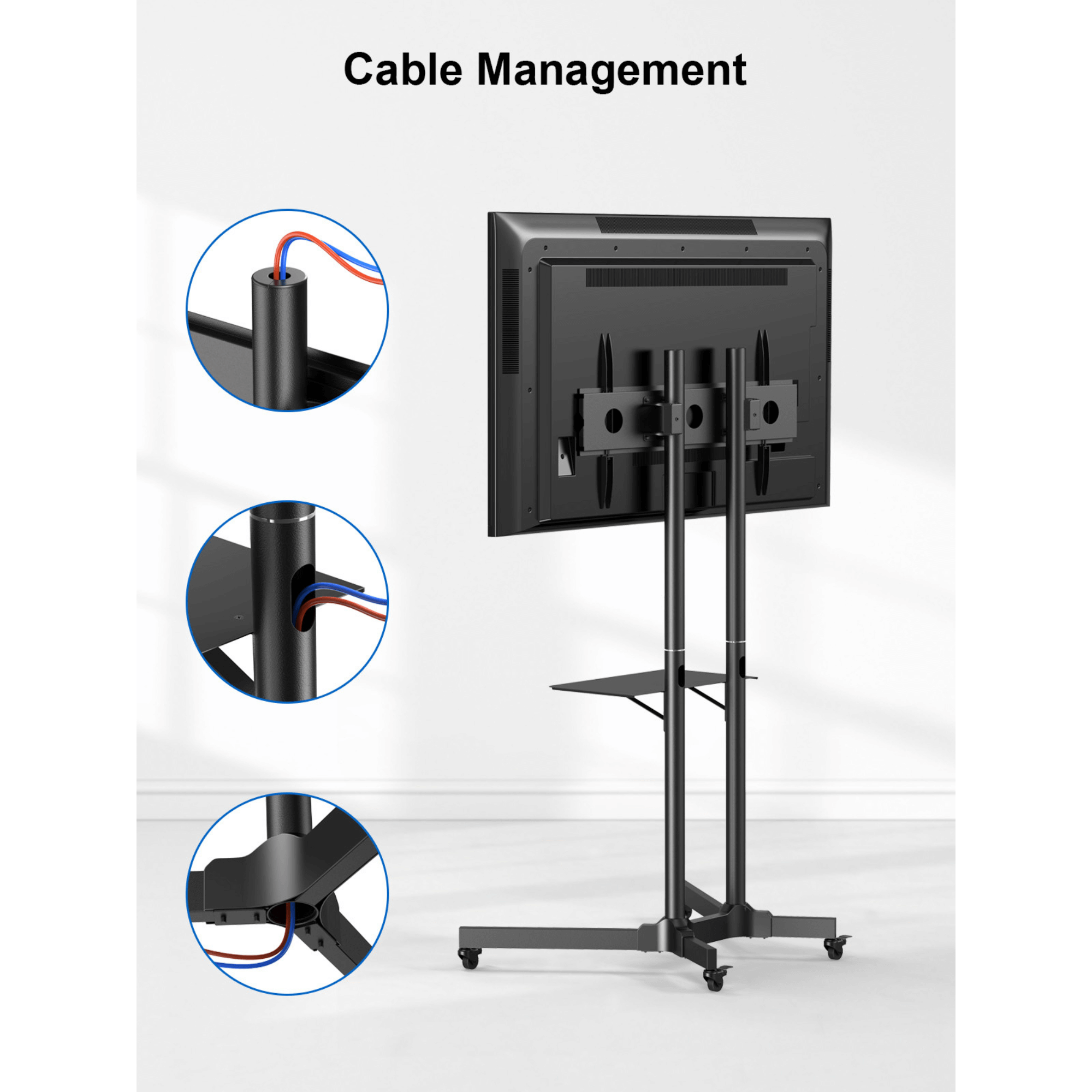 ErgoAV Movable Height-Adjustable Cart for TVs 40" to 75"