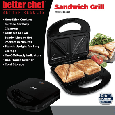 Better Chef Electric 2-Sandwich Grill Press - REFURBISHED