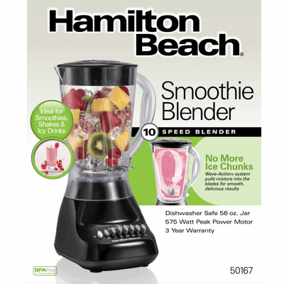 Hamilton Beach 10-Speed Plastic Jar Smoothie Blender