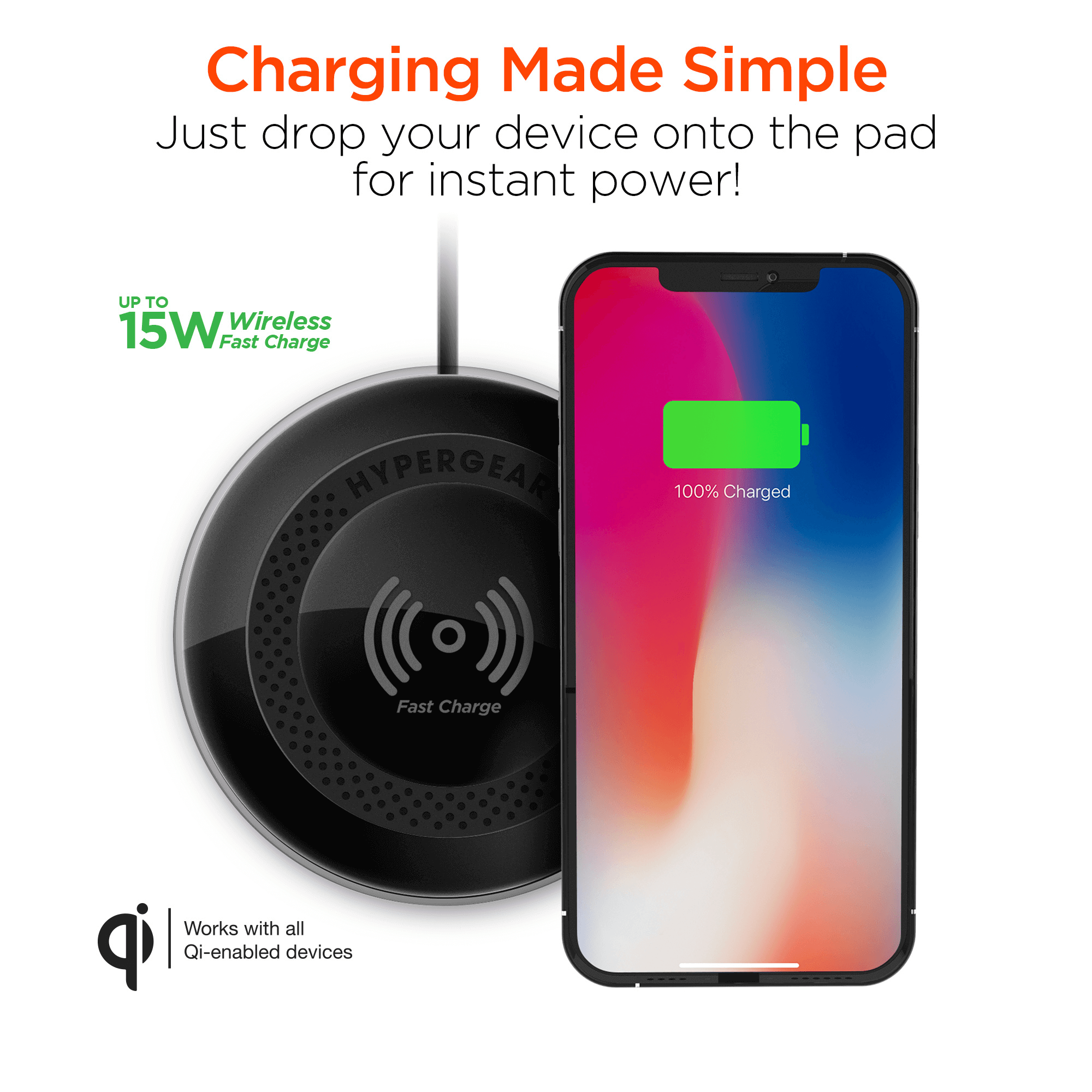 HyperGear ChargePad Pro 15W Wireless Fast Charger USB-C