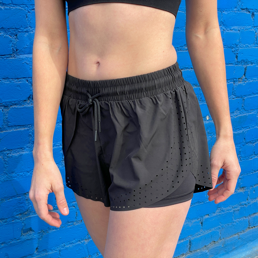 Arielle Athletic Shorts with Built-In Compression Liner for Working Out, Yoga and Running