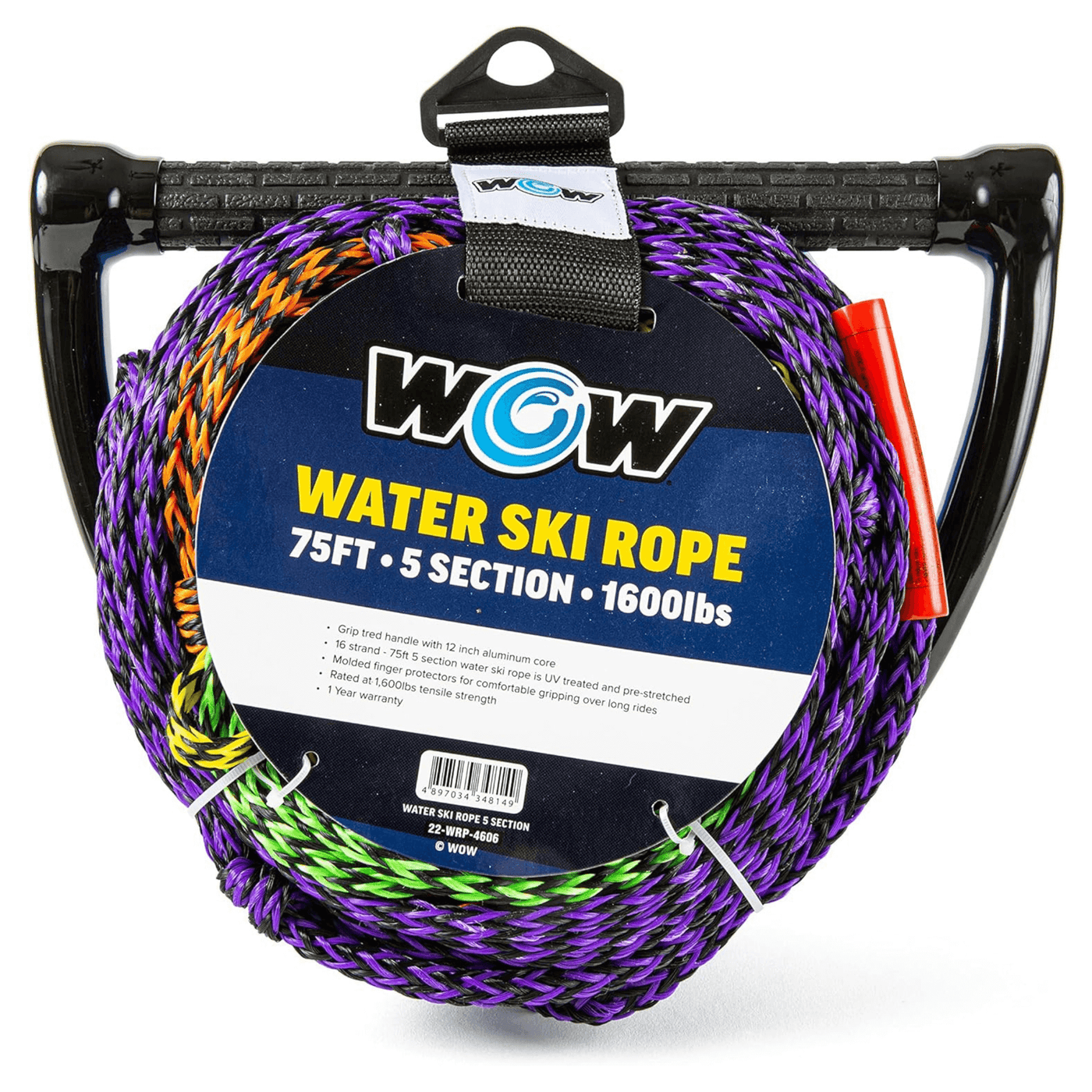 WOW Watersports 75ft 5-Section Pre-Stretched Water Ski Rope