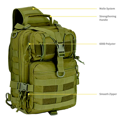 Tactical Military Sling Backpack 15L Shoulder Bag Molle Outdoor Daypack Backpack with Adjustable Strap