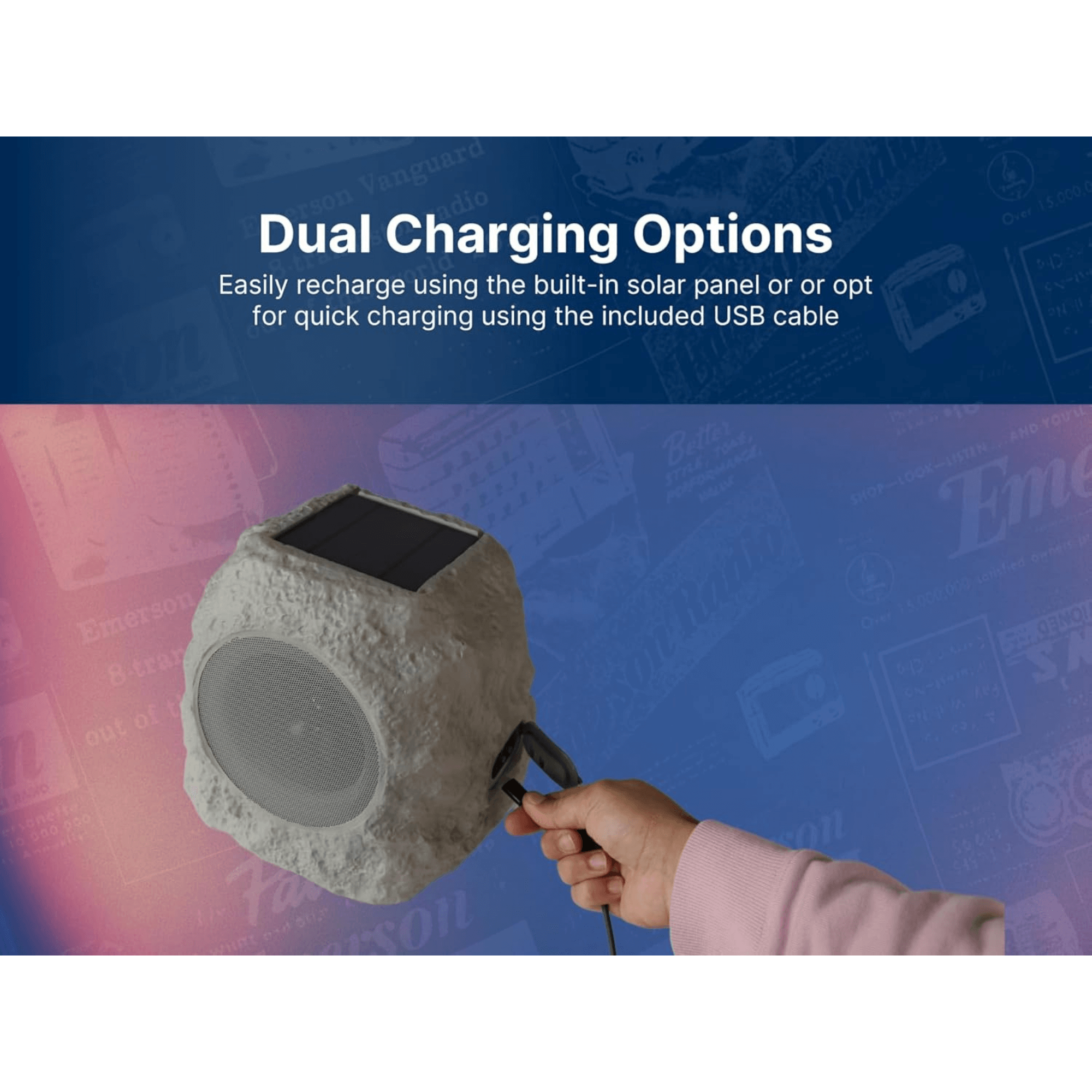 Emerson Rock Party Solar Multicolor LED Bluetooth Speaker