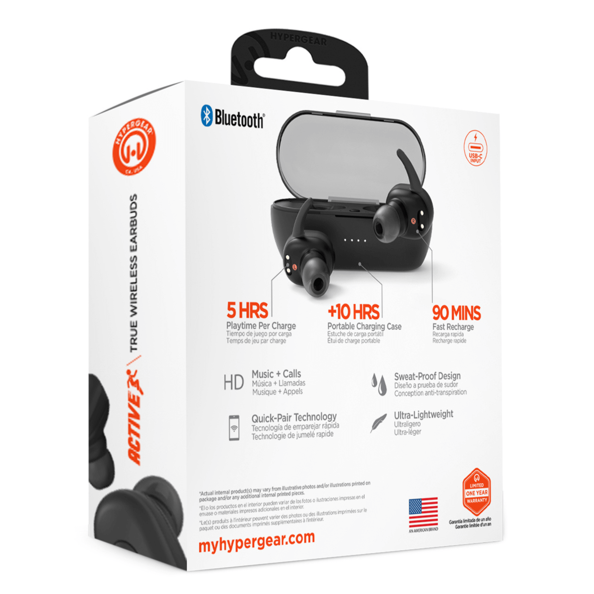 HyperGear Active True Wireless Earbuds with USB-C Connector