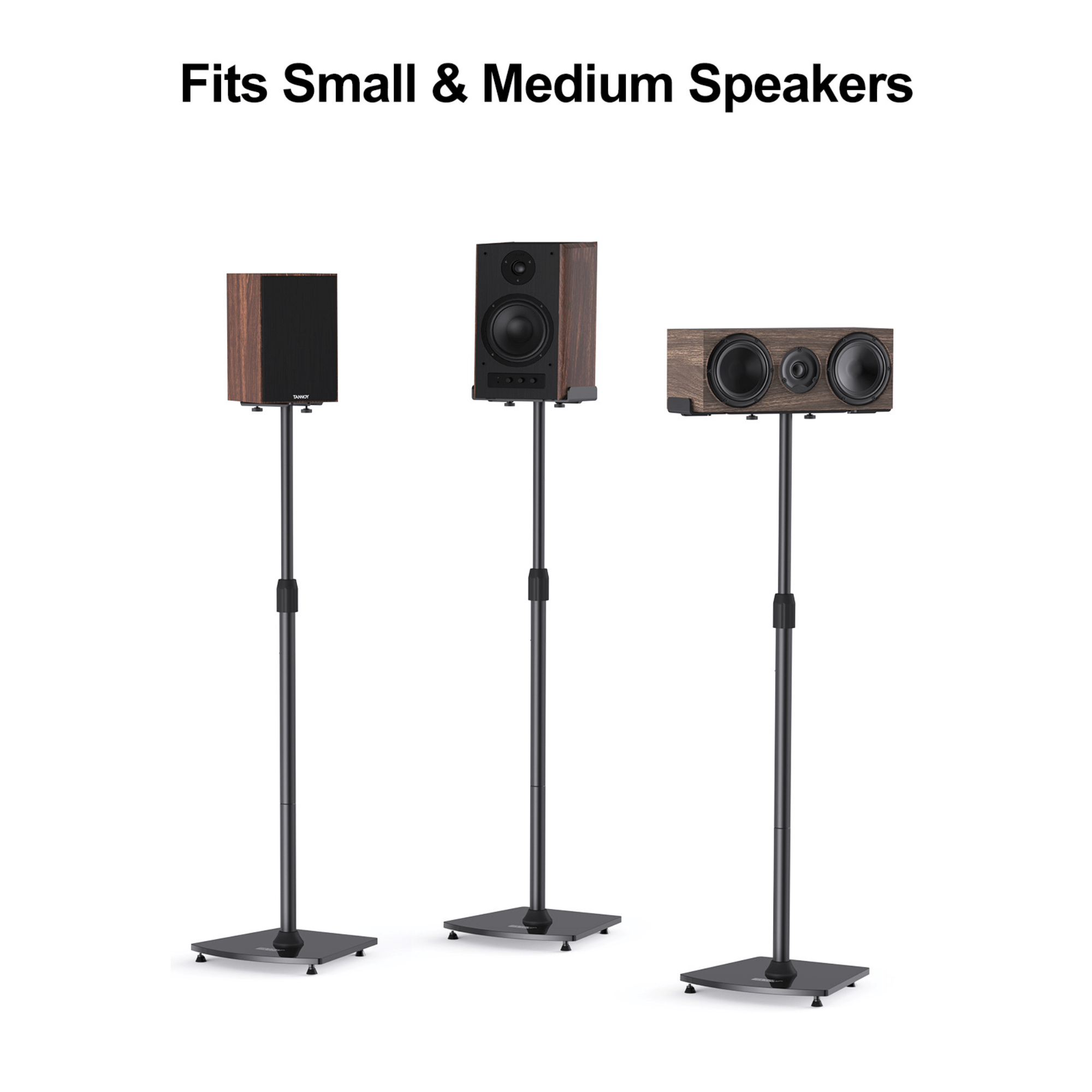 ErgoAV 1-Pair Adjustable Height Bookshelf Speaker Stands