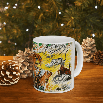 PimsArt Prehistoric Sabertooth Tiger Scene Mug From Original Painting