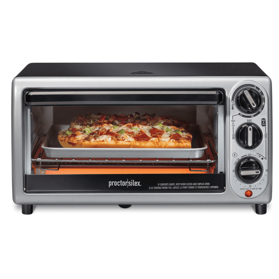 Proctor Silex 4-Slice 3-Knob Countertop Toaster Oven Broiler with Bake Pan